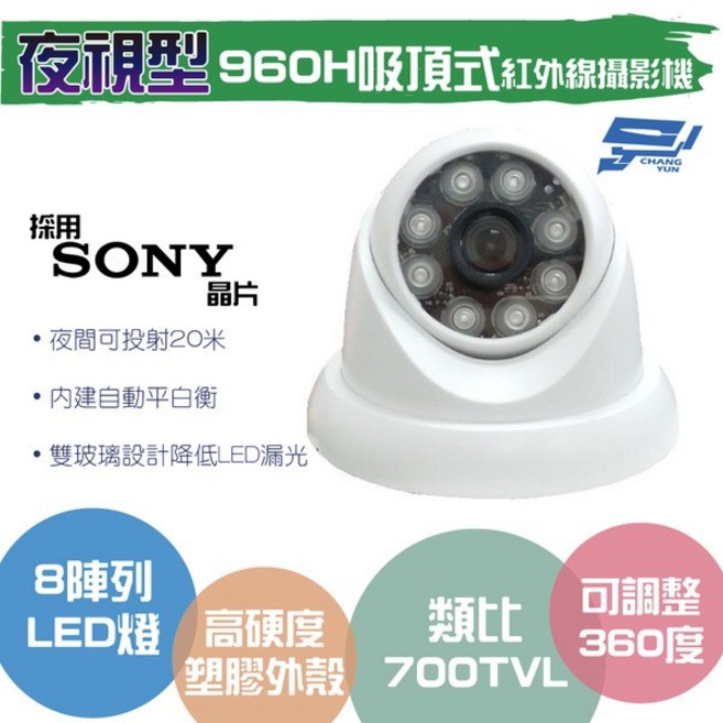 昌運 700TVL 960H 吸頂式紅外線夜視攝影機, 1個