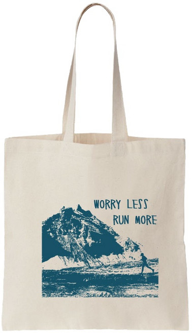 老闆手工絹印堅固包邊文青帆布袋, 1個, 跑起來-Worry Less Run M, 1