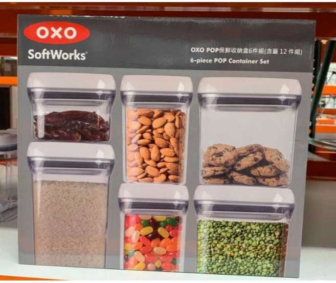 OXO POP 按壓收納保鮮盒6件組 (含蓋12件), 1個