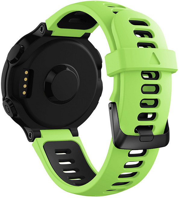 ibits Garmin Forerunner 735XT 220 230 235 620通用雙色矽膠替換錶帶, 綠黑(黑扣), 1個