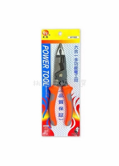SY太陽 六合一多功能鋼絲鉗HY-1005, 1個