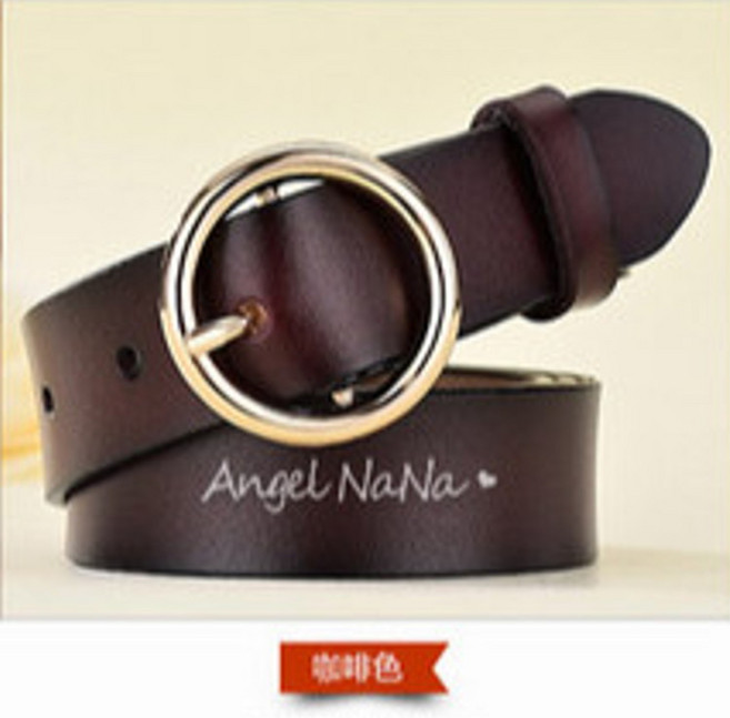 AngelNaNa 寬2.8CM 復古圓頭百搭顯瘦女士針扣腰帶褲帶皮帶女裝服飾配件