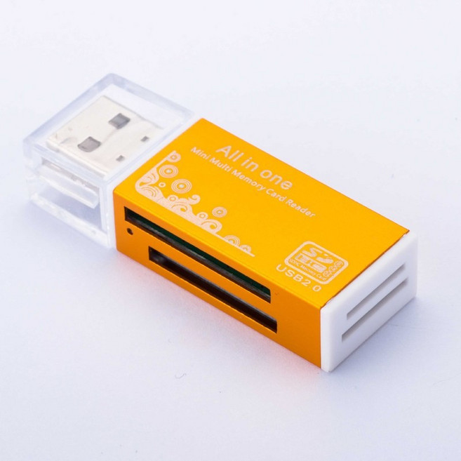 鋁合金四合一多功能讀卡機, 金色 tf+sd+ms+m2, 1個, 033-72