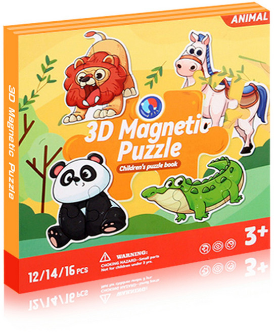 3D磁力拼圖 寶寶初次玩拼圖 工程車, 酷樂開發, 寶寶造型磁鐵拼圖動物