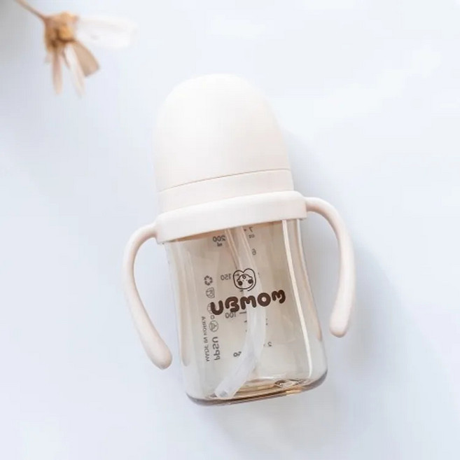 UBMOM 防逆流吸管杯, 白色, 1個, 280ml