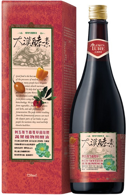 大漢酵素 刺五加冬蟲夏草菌絲體蔬果植物醱酵液 720ml, 1瓶