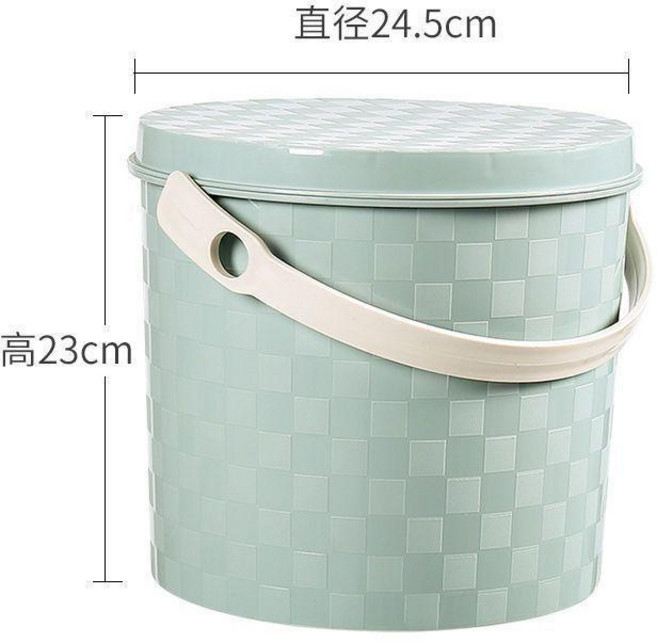 加厚多用收納桶凳 帶蓋手提塑料水桶 可坐洗澡釣魚洗車儲物凳, 1個, 北歐綠, 小號