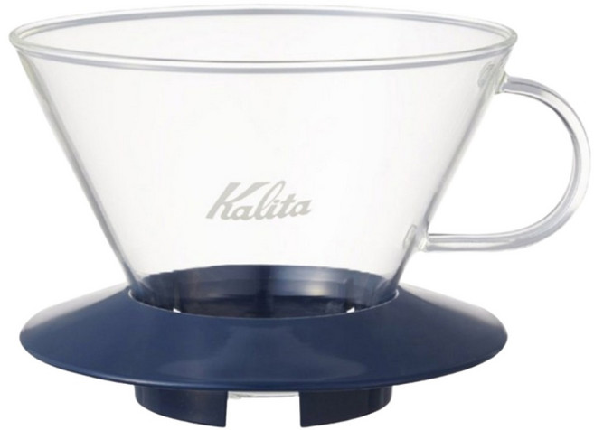 【Kalita】185 wave蛋糕型玻璃濾杯(海軍藍) 適用185蛋糕濾紙, 1個, 濾杯, 2~4杯