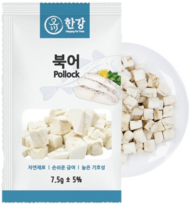 【喵吉】한강 漢江 極鮮凍乾零食 韓國進口 犬貓適用, 鱈魚,7.5g/包, 1個, 7.5ml, 鱈魚