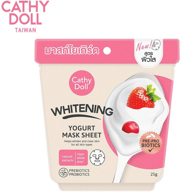 Cathy Doll 亮白優格面膜, 1個, 1入