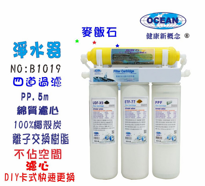 淨水器卡式四管過濾器DIY快速更換濾心, 1個