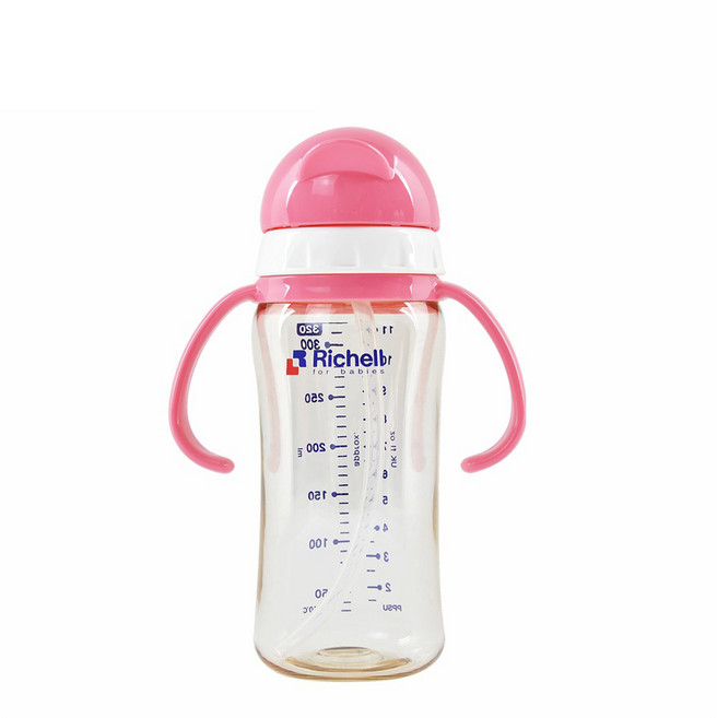 【Richell 利其爾】PPSU吸管哺乳瓶 (可當水杯使用) - 1個, 320ML粉, 粉, 320ml