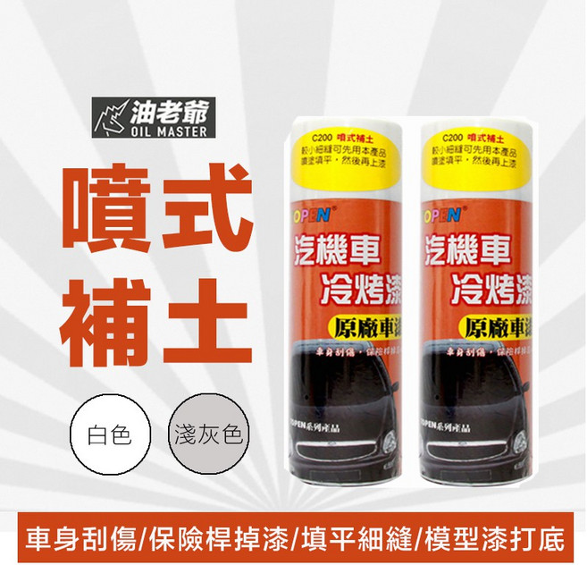 油老爺 噴式補土 3D列印底漆補土 模型補土 汽車補土 刮傷 打底 填平細縫, 1個, 白色