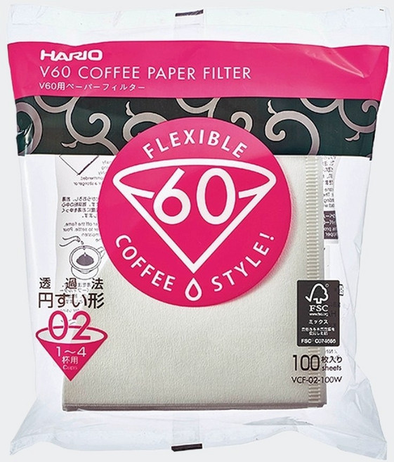 HARIO V60 錐形咖啡濾紙 01/02 尺寸 100張 漂白/無漂白 手沖濾紙, 1個, VCF-02【2~4人份】100張 漂白, 110