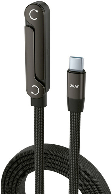 240W 彎頭快充線 支援PD/QC快充 480Mbps 1.5m, 黑色, 1個