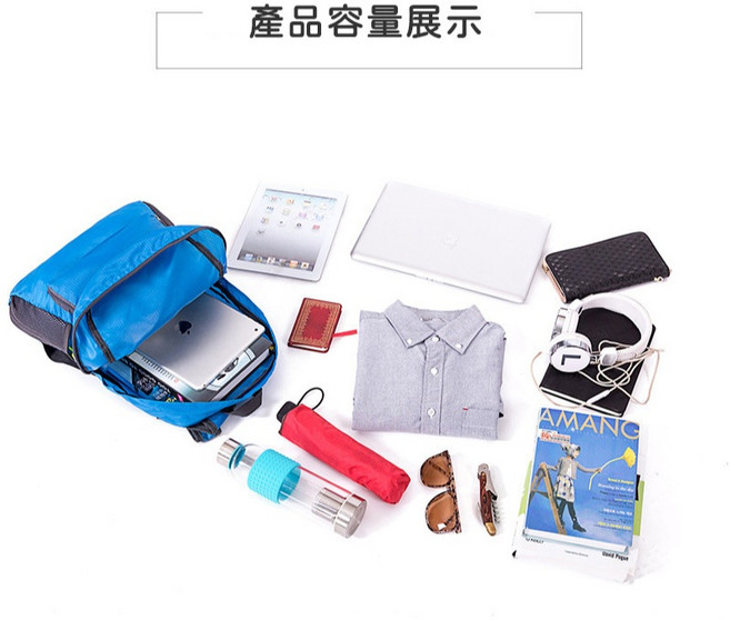 M109 420D摺疊雙肩背包 - 輕便登山旅行後背包, 黑色,33寬*16側*42高