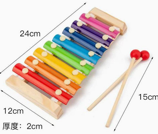 十五音木製兒童手敲琴, 八音敲琴塑封裝, 1個