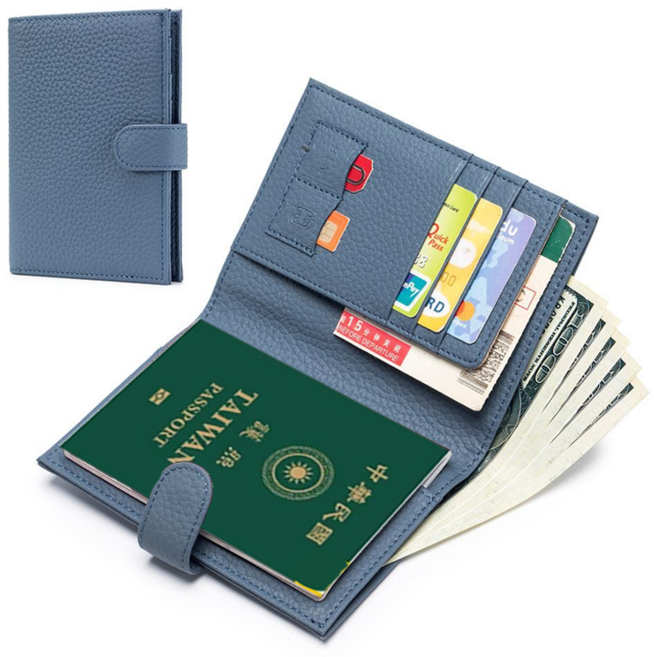 RFID 皮革護照夾 超薄多功能旅行錢包 證件保護套 機票零錢包 sim卡收納