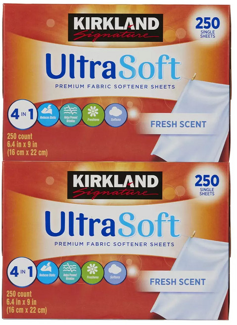 KIRKLAND SIGNATURE UltraSoft 柔軟烘衣紙 清新香氛, 250張 X 2入, 1套