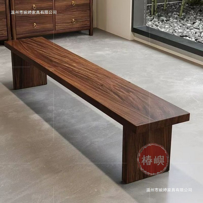 椿嶼實木加厚長條凳原木餐椅凳純實木闆凳家用換鞋凳休閒鬆木長凳, 純實木整板H腿款45高,120長30寬, 1個