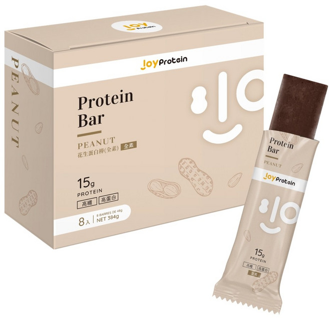 JoyProtein 花生蛋白棒48g*8支/盒 每支含15g蛋白質 全素, 8個, 48g