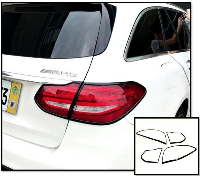 Benz C S205 C180 C250 C300 C350 C400 C43 旅行車 消光黑 尾燈框, 1個