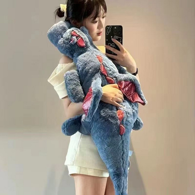 小飛龍毛絨玩具抱枕 60cm, 藍色小飛龍, 1個