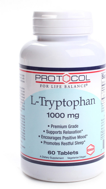 Protocol For Life Balance L-色胺酸補充錠 1000mg, 60顆, 1罐