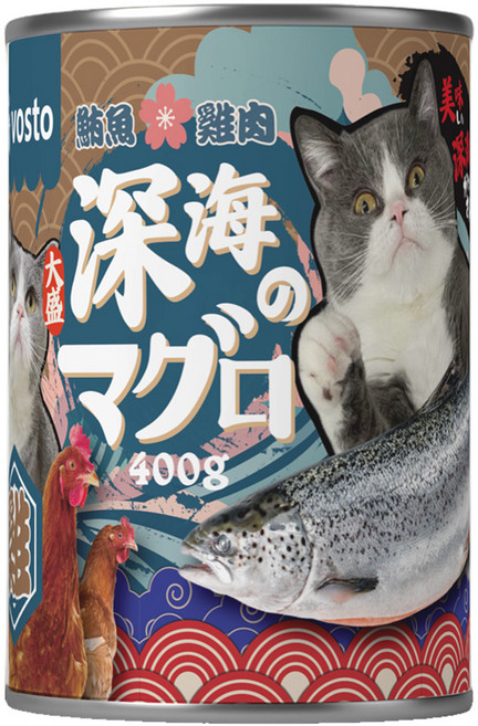 Vosto 大盛深海鮪魚貓罐 多種口味貓咪副食罐, 鮪魚+雞肉, 400g, 1個