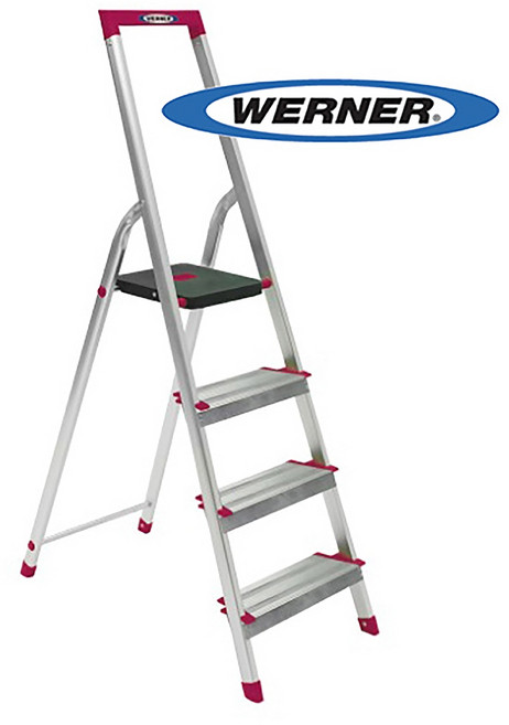 WERNER 美國穩耐安全鋁梯-L234R-5 鋁合金大平台4階家用梯/A字梯鋁梯, 1個