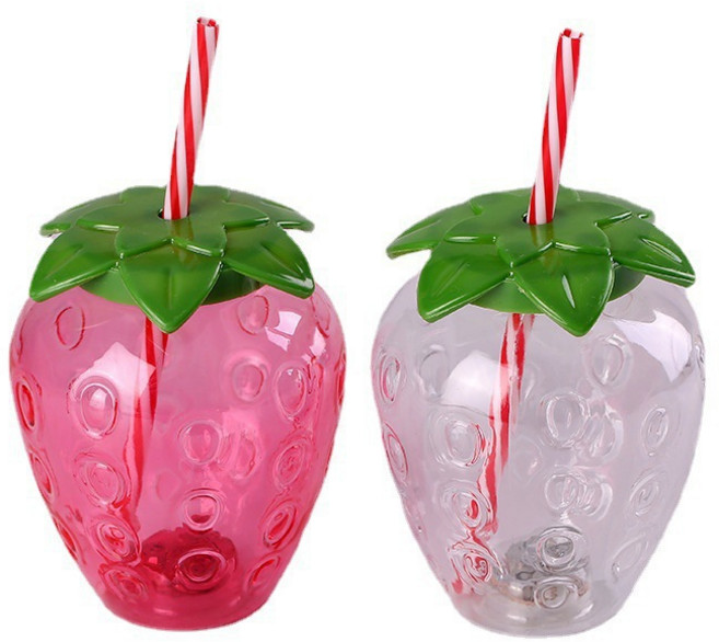 草莓吸管杯, 草莓杯子 吸管 草莓掛件 不能放熱水, 1個