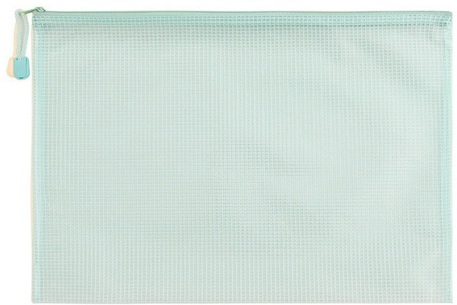 馬卡龍色網格拉鏈袋 文件袋 資料袋, 綠色,A5-24x17cm, 1個