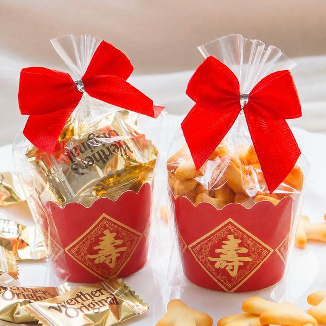 祝壽點心杯 拜拜糖果餅乾 可放祝壽塔(多款可挑), 5個, 草莓夾心棉花糖3顆入