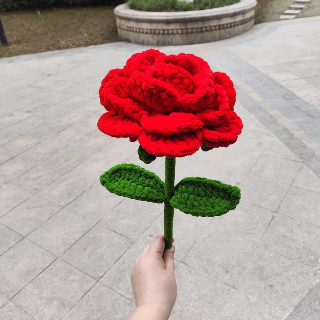 母親節禮物 巨型針織玫瑰花束, 單獨巨大紅玫瑰, 1個