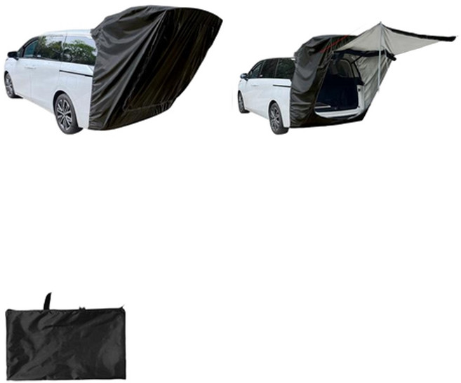 車尾帳 戶外露營 天幕 遮陽防雨 200*120*240cm, MPV款 黑色 無撐桿普通款