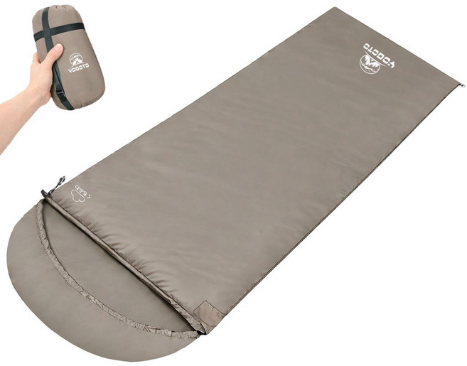 YOGOTO 輕量保暖睡袋 182x72cm 適合10°C~25°C, 1個, 超柔灰色有帽右開睡袋, 超柔灰色有帽右開