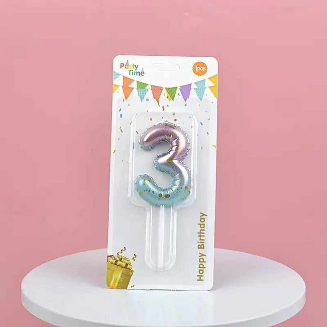 氣球造型數字蠟燭 生日蠟燭 慶生蠟燭 告白蠟燭 情人節 母親節, 1件, 漸變粉綠色氣球數字蠟燭-3, 無味, 20g