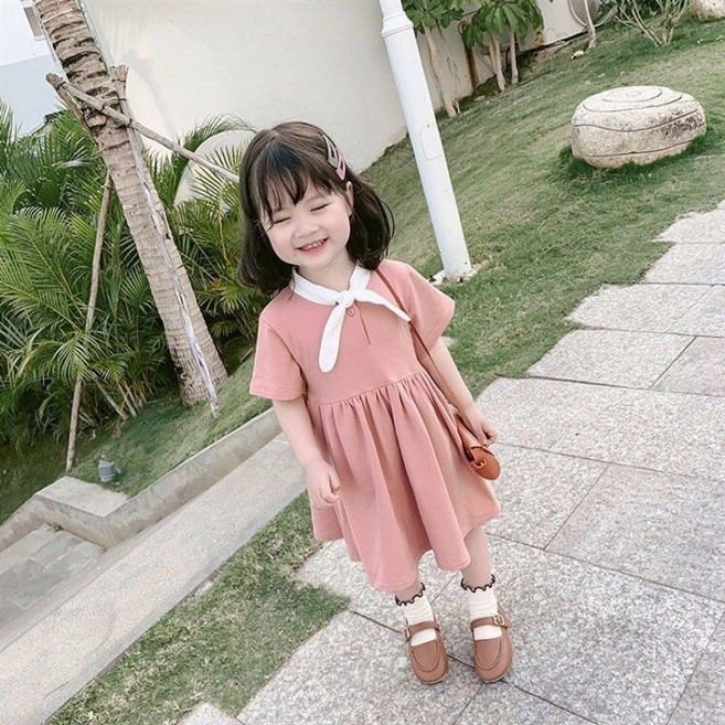 萱寶媽咪baby童裝館 韓版兒童夏季POLO背心裙 女童百褶無袖連身裙 學院風公主裙