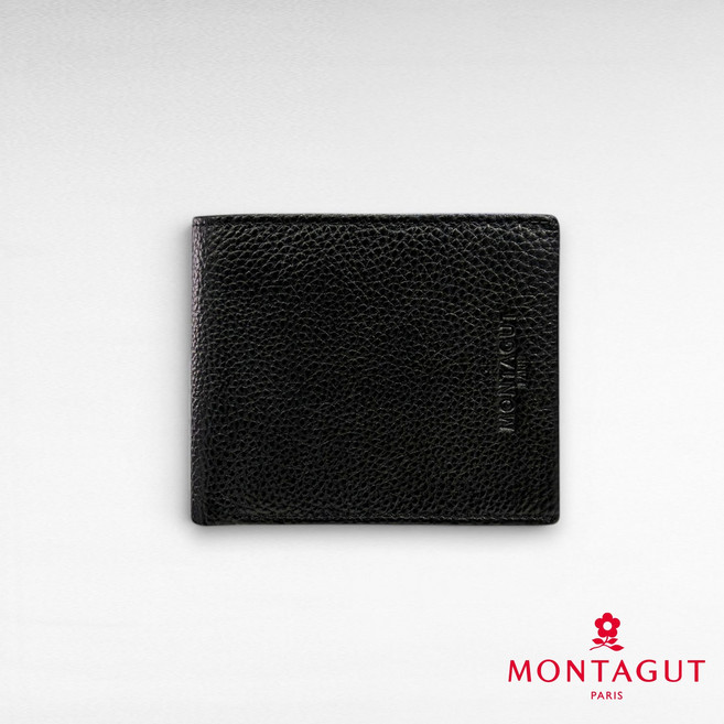 MONTAGUT 夢特嬌 時尚頭層牛皮真皮 皮夾錢包 黑色 301