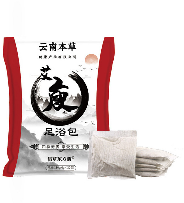 云南本草足浴包 (180g/6g×30包) - 四季草本泡腳享受 深層滋養足部肌膚, 瘦, 30個