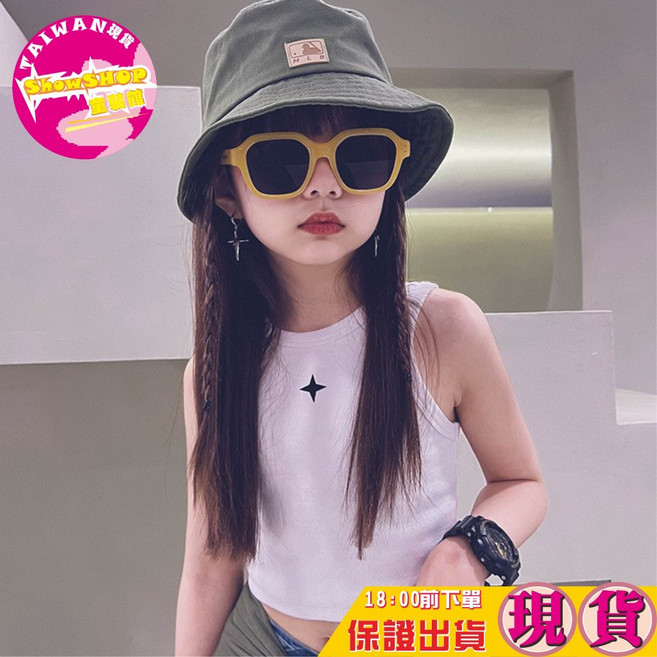 SHOWSHOP 韓版女童短版背心 中大童修身無袖上衣 夏季潮流穿搭 多色可選