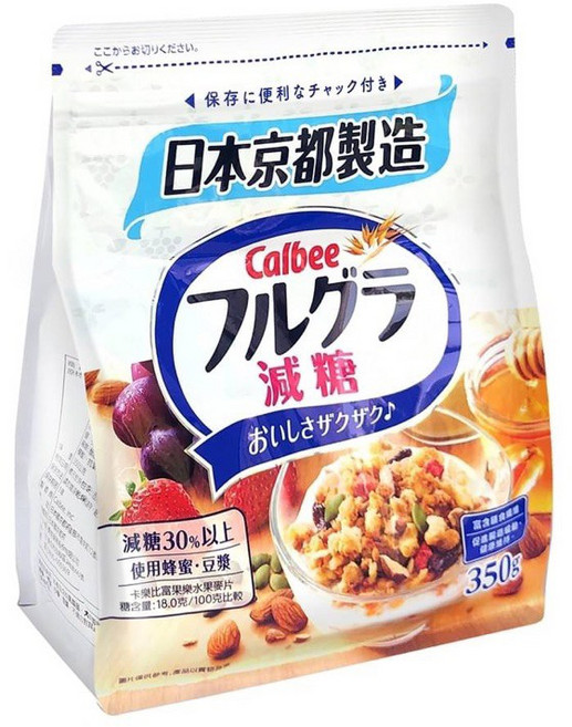 Calbee 卡樂比 減糖富果樂麥片 350g, 1個, 減糖