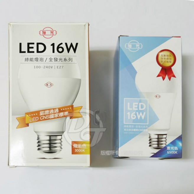 旭光 16W LED燈泡球泡燈 E27接頭, 1個, 暖色