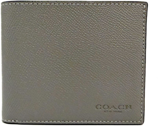 COACH 男款素面防刮牛皮6卡短夾