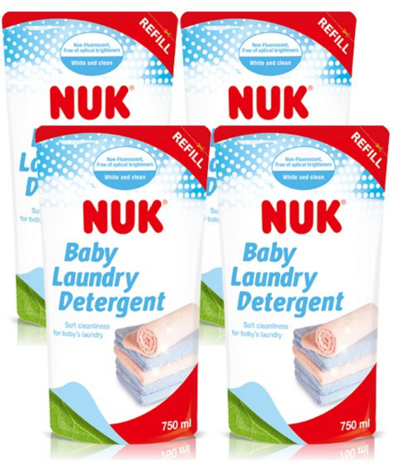 NUK 嬰兒洗衣精補充包 溫和潔淨寶寶衣物 750ml 四入組, 4包