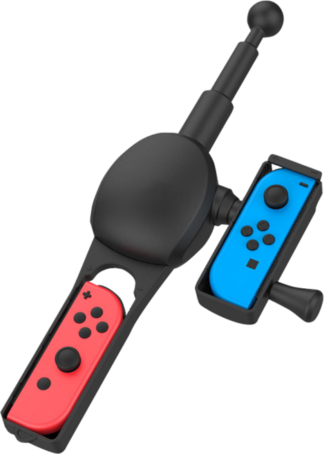 【GS 3C】 NS Switch 體感 仿真 釣竿 釣魚遊戲 王牌釣手 釣魚明星 專用 搖桿 配件, 黑色, 1個, Switch1代-雙手把(1入)