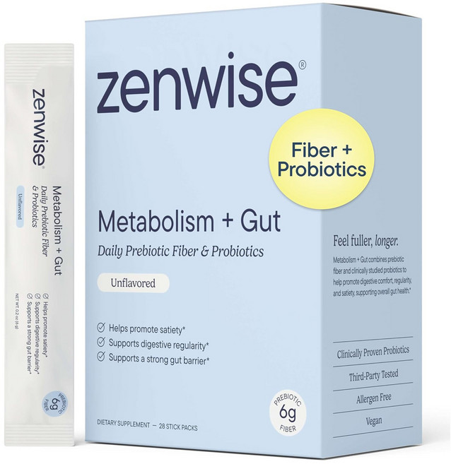 ZENWISE 新陳代謝 + 每日益生元纖維 & 益生菌 無味 28入, 1個, 168g