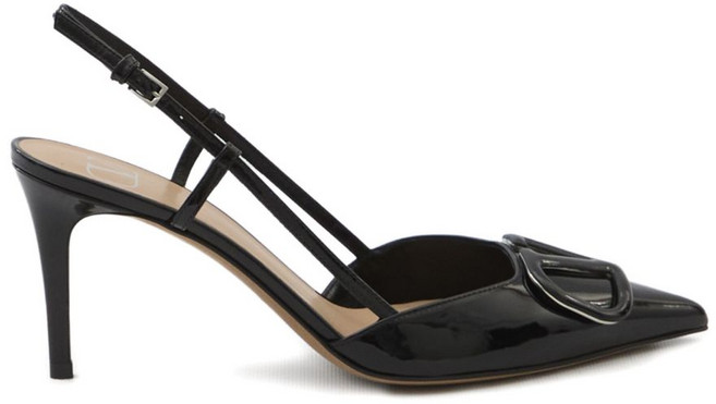 발렌티노 가라바니 브이로고 시그니처 슬링백 펌프스 80mm