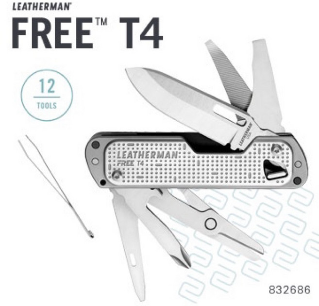 LEATHERMAN FREE T4 多功能工具刀 12種工具 隨身戶外工具, N/A, 1個