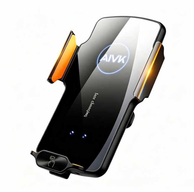 適用於AIVK C02 無線充電支架 車用自動開合手機架 導航支架, 黑色【送磁吸頭*2+快充線*1】, U8